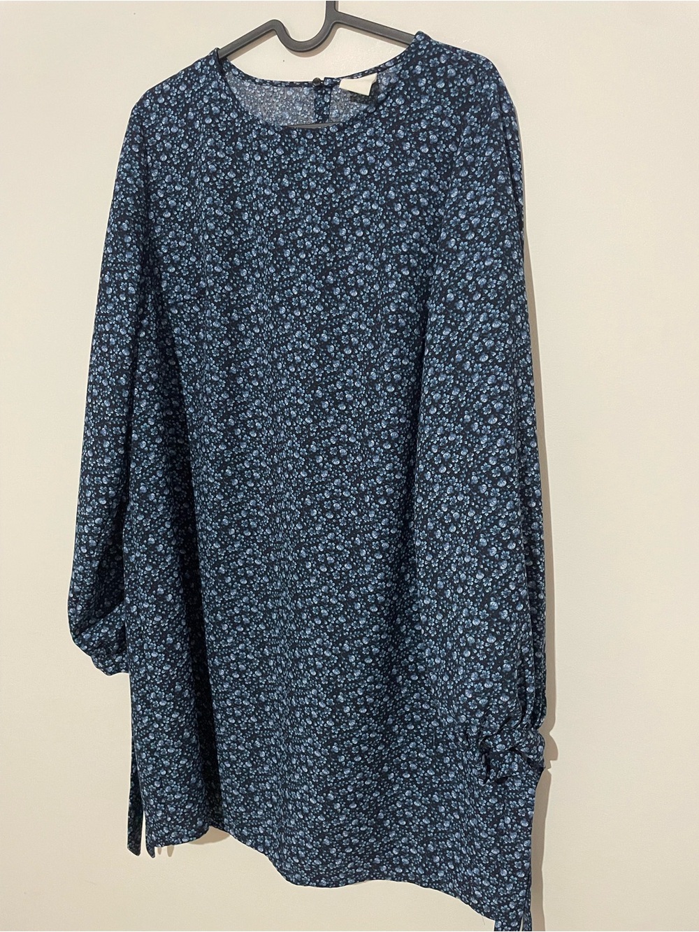 Dark Blue Floral Long Sleeve Dress